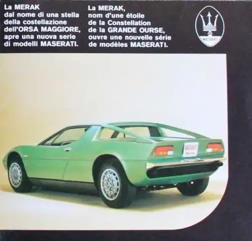Maserati Merak Modellprogramm 1972 Automobilprospekt (1530)