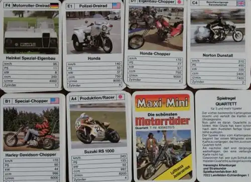 Altenburg Spielkarten "Motorräder" 1974 Kartenspiel (1819)