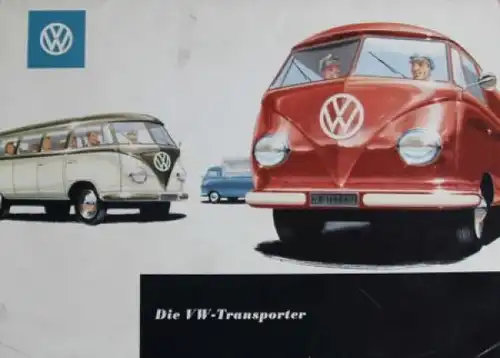 Volkswagen T1 Transporter Modellprogramm 1958 Automobilprospekt-Mappe mit 3 Prospekten (7034)