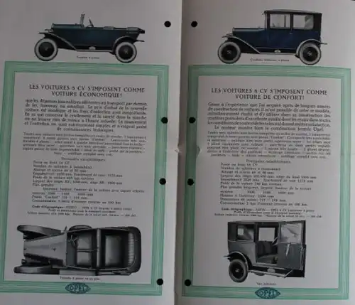 Opel 8 CV Modellprogramm 1920 Automobilprospekt (7159)