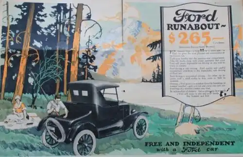 Ford T Runabout Touring-Car Modellprogramm 1923 Automobilprospekt (7326)