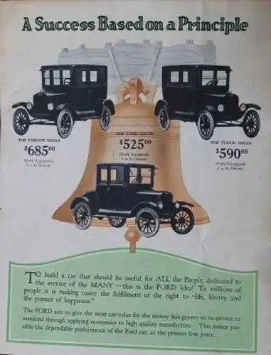 Ford T Runabout Touring-Car Modellprogramm 1923 Automobilprospekt (7326)