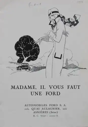 Ford T Modellprogramm 1925 "La Ford voiture ideale de la femme" Automobilprospekt (7328)