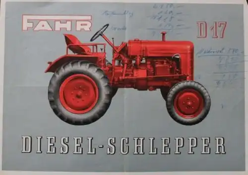 Fahr D 17 Diesel-Schlepper Modellprogramm 1951 Traktorprospekt (9746)
