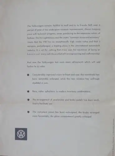 Volkswagen Käfer Modellprogramm 1958 Automobilprospekt (9759)