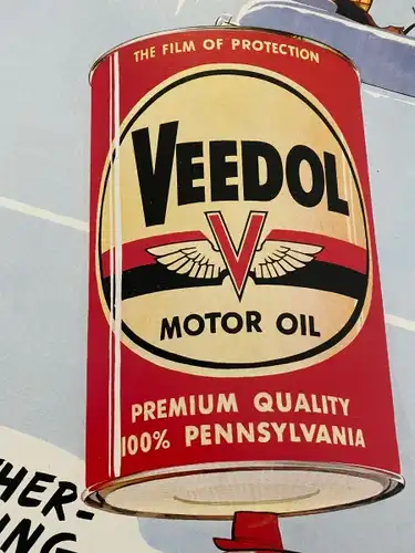 Veedol Plakat 1958 Motor Oil "Easier starting" (9914)