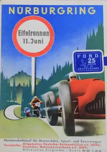 ADAC "Eifelrennen" Nürburgring 1950 Rennprogramm (9919)