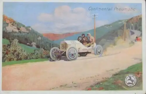Prinz-Heinrich-Fahrt 1908 Mercedes-Benz Continental Pneumatic Originalpostkarte (2350)