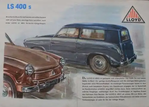 Lloyd LP 400 Modellprogramm 1956 Automobilprospekt (9948)