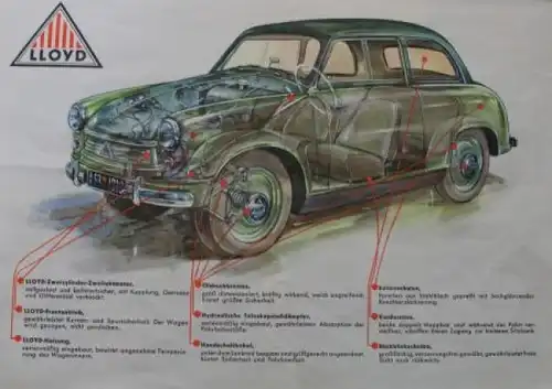 Lloyd LP 400 Modellprogramm 1956 Automobilprospekt (9948)