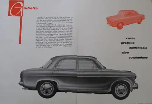 Alfa Romeo Giulietta 1300 cc Modellprogramm 1956 Automobilprospekt (9949)