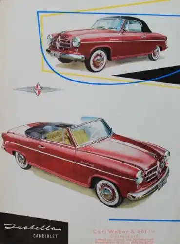 Borgward Isabella TS Cabriolet Modellprogramm 1956 Automobilprospekt (1494)