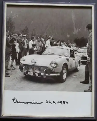 Triumph Spitfire 1964 Terry Hunter bei Alpine Rallye Originalfoto gerahmt (1517)