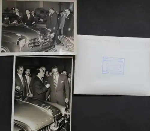 Borgward Isabella in Kairo mit Präsident Nasser 1957 fünf Werksfotos in Originalumschlag (2390)