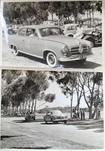 Borgward Isabella beim Killarney Rennen 1956 drei Werksfoto in Originalumschlag (2464)