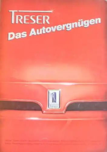 Treser TR1 Sportwagen Modellprogramm 1985 "Das Autovergnügen" Automobilprospekt (2484)