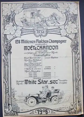 Moet et Chandon Champagner 1906 "White Star Sec" Original-Werbeplakat (2598)