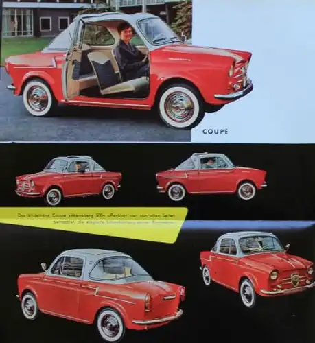 NSU Fiat 500 Weinsberg Coupe Modellprogramm 1957 Automobilprospekt (3307)
