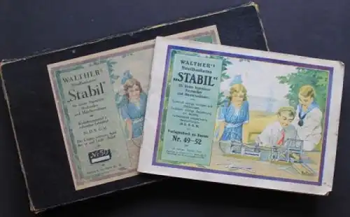Walther Metallbaukasten "Stabil" 1924 mit Vorlagebuch im Originalkarton (3388)