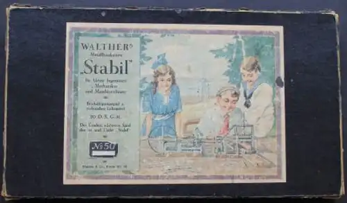 Walther Metallbaukasten "Stabil" 1924 mit Vorlagebuch im Originalkarton (3388)