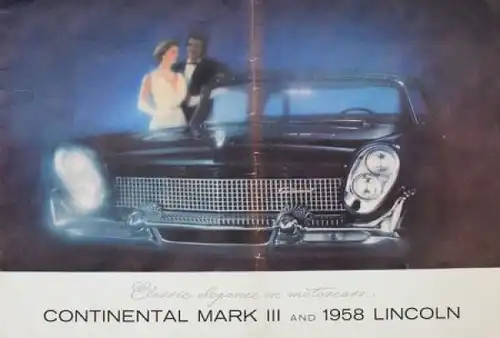 Lincoln Continental Mark III Modellprogramm 1958 "Classic elegance" Automobilprospekt (3432)