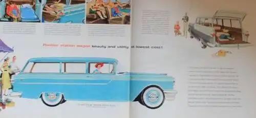 Pontiac 180-HP Strato Streak Modellprogramm 1955 Automobilprospekt (3524)