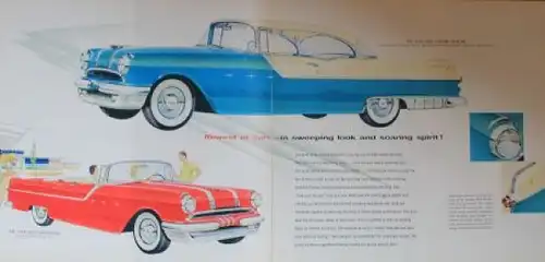 Pontiac 180-HP Strato Streak Modellprogramm 1955 Automobilprospekt (3524)