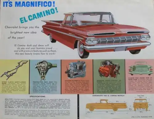 Chevrolet El Camino Modellprogramm 1958 Automobilprospekt (3585)