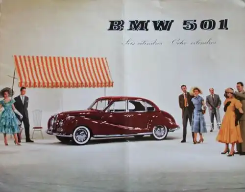BMW 501 Modellprogramm 1955 Automobilprospekt (3867)