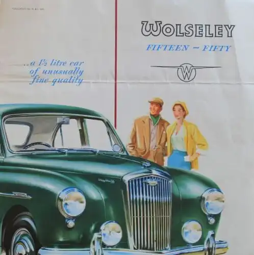Wolseley Finfteen-Fifty Modellprogramm 1956 Automobilprospekt (3878)