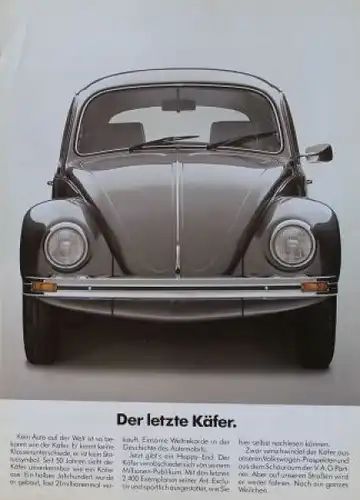 Volkswagen Käfer Modellprogramm 1985 "Der letzte Käfer"  Automobilprospekt (3883)