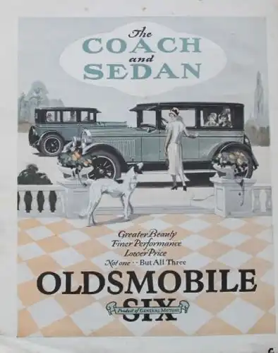 Oldsmobile Six Modellprogramm 1928 "The Coach and Sedan" Automobilprospekt (3892)