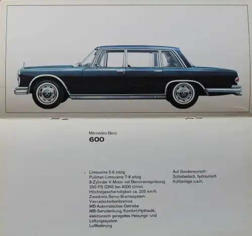 Mercedes-Benz Modellprogramm 1967 Automobilprospekt (3912)