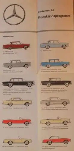 Mercedes-Benz Modellprogramm 1963 Automobilprospekt (3915)
