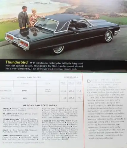 Ford Modellprogramm 1964 "Family of fine Cars" Automobilprospekt (3920)