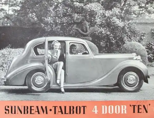 Sunbeam Talbot 4 Door Ten Modellprogramm 1938 Automobilprospekt (3927)
