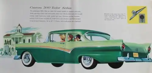 Ford Custom 300 Modellprogramm 1957 Automobilprospekt (3992)