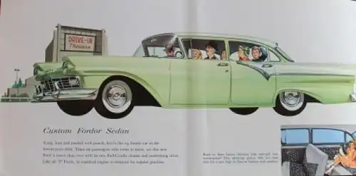 Ford Custom 300 Modellprogramm 1957 Automobilprospekt (3992)