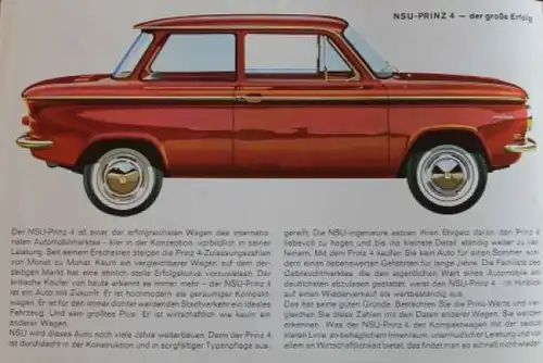 NSU Prinz 4 Modellprogramm 1961 Automobilprospekt (4005)
