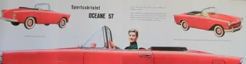 Simca Aronde Modellprogramm 1957 Automobilprospekt (4013)