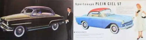 Simca Aronde Modellprogramm 1957 Automobilprospekt (4013)