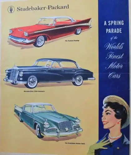 Mercedes-Benz Studebaker Modellprogramm 1955 "A Spring Parade of Motorcars" Automobilprospekt (4017)