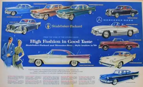 Mercedes-Benz Studebaker Modellprogramm 1955 "A Spring Parade of Motorcars" Automobilprospekt (4017)