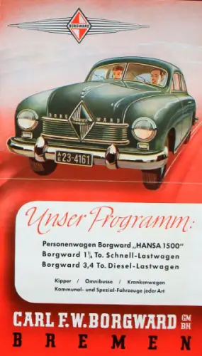 Borgward Modellprogramm 1950 Automobilprospekt (4368)