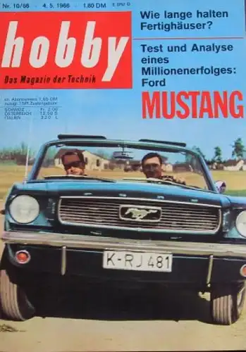 "Hobby - Das Magazin der Technik" 1966 Ford Mustang Technik-Magazin (4476)