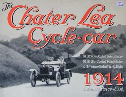 Chater Lea Cycle Car 8 HP Modellprogramm 1914 Automobilprospekt (4603)