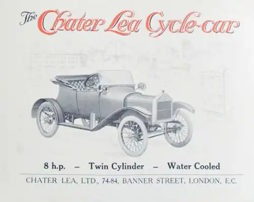 Chater Lea Cycle Car 8 HP Modellprogramm 1914 Automobilprospekt (4603)