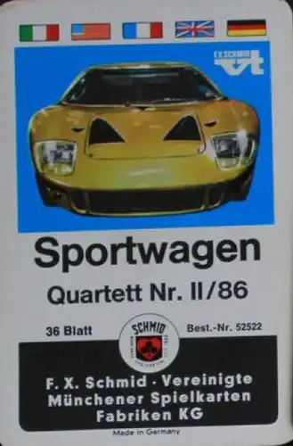 Schmid Spiele "Sportwagen" 1967 Kartenspiel (4667)