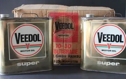 Veedol Motoroel Mulitgrade 5 Liter Oel 1960 in Originalkarton mit 5 Dosen (4756)
