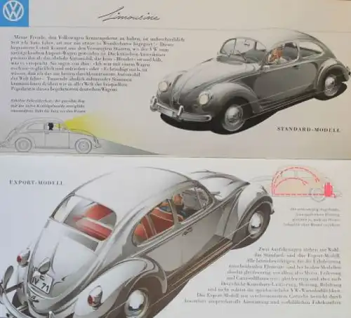 Volkswagen Käfer Modellprogramm 1958 "Bewährt und begehrt in aller Welt" Reuters-Motive Automobilprospekt (4760)